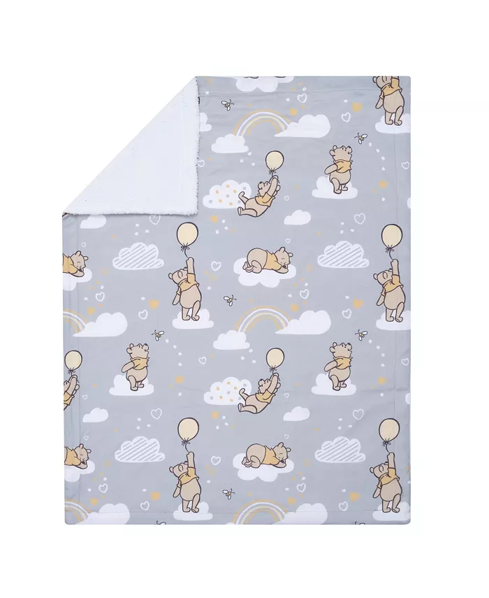 Lambs and Ivy Disney Baby Hunny Bear Winnie the Pooh Gray Soft Sherpa Baby Blanket