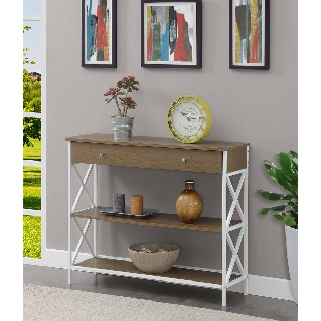 Tucson 1 Drawer Console Table With Shelves Driftwood white Breighton Home