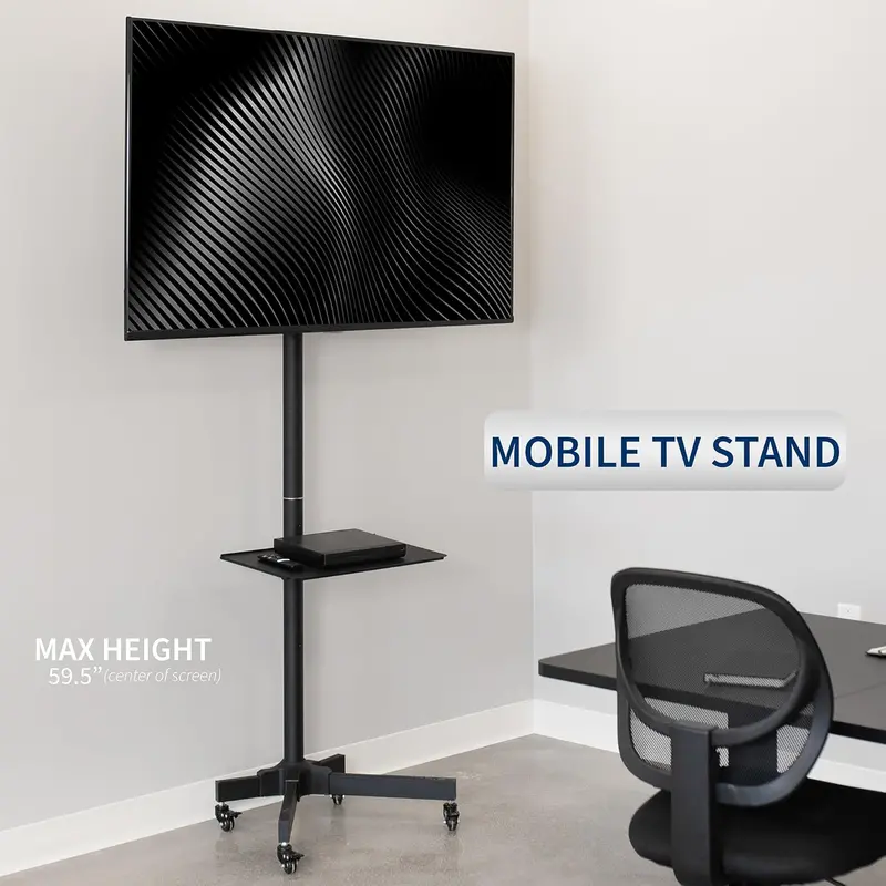 Universal Mobile TV Cart – Supports 32–83″ Displays (up to 110 lbs), Compatible with LCD, LED, OLED & Curved 4K Screens