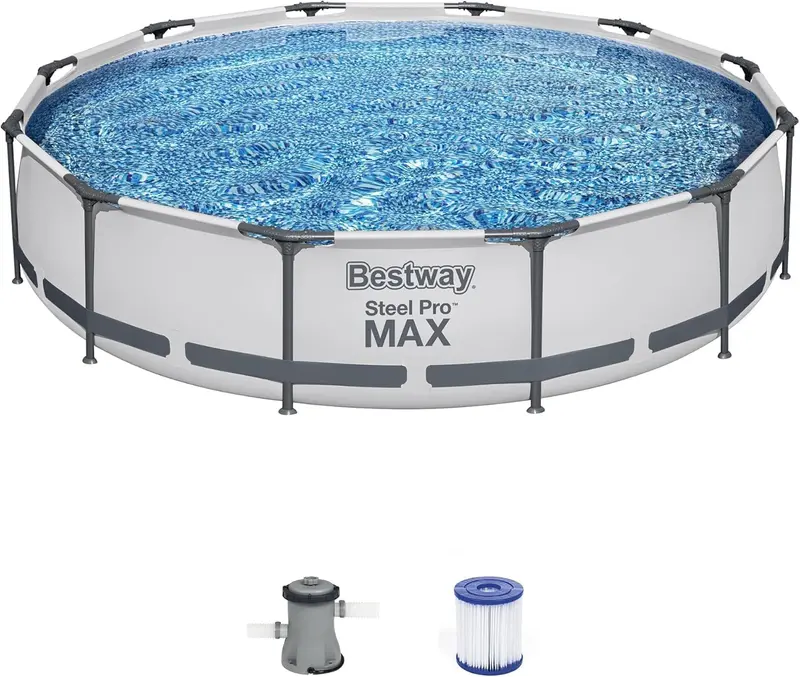 Steel Pro MAX Above-Ground Swimming Pool – 10 ft x 30 in Round Backyard Pool Kit with Durable Frame