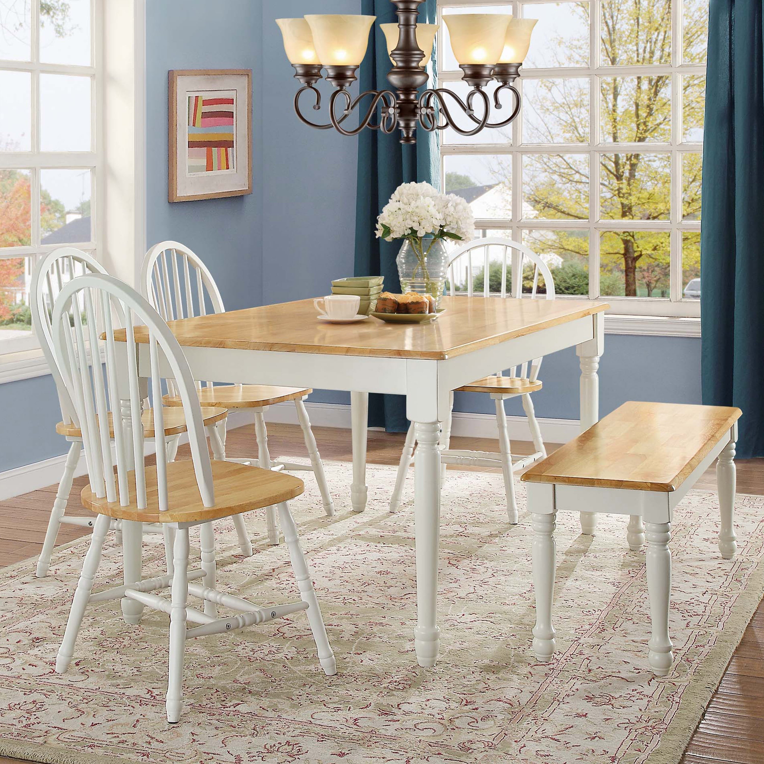 Better Homes and Gardens Autumn Lane Farmhouse Solid Wood Dining Bench and Natural Finish