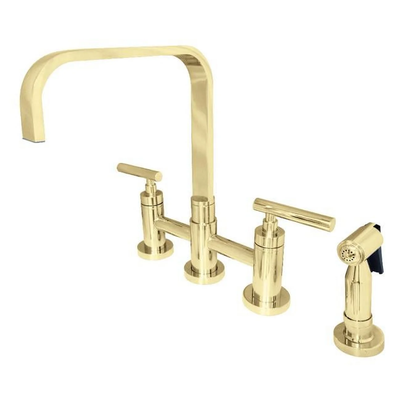 Manhattan 2-Handle Kitchen Faucet with Brass Side Sprayer, Polished Brass