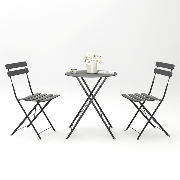 Merax 3 Pieces Patio Bistro Balcony Metal Set