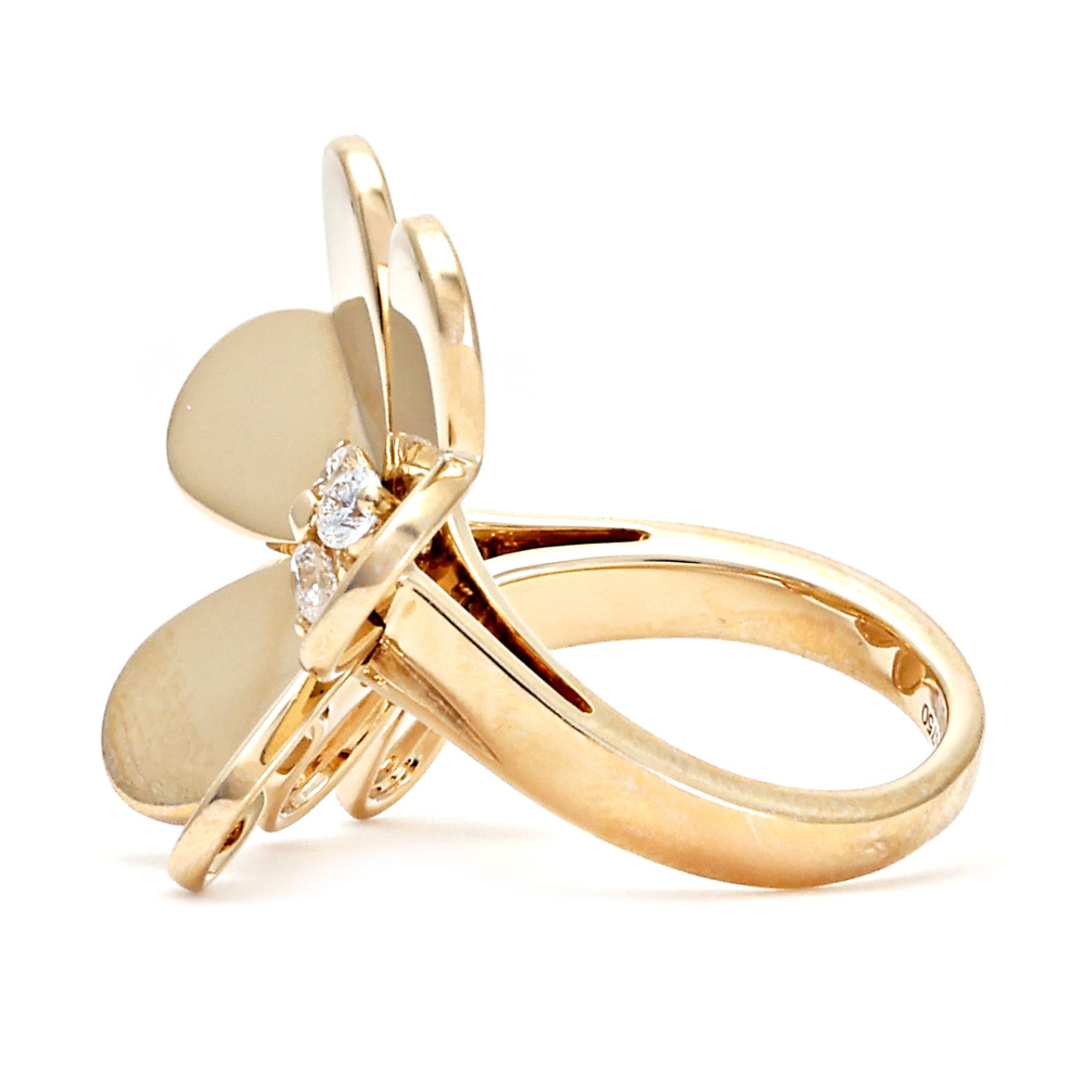 Van Cleef & Arpels Frivole Entre Les Door Ring 18K Yellow Gold Diamond VCARB67600