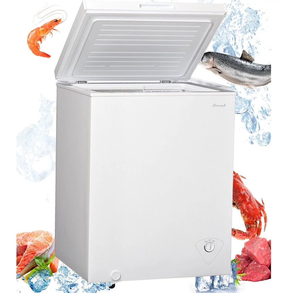 Smad 5 Cu ft Chest Freezer Upright Garage Kitchen Free Standing, Removable Basket and Adjustable Temperature