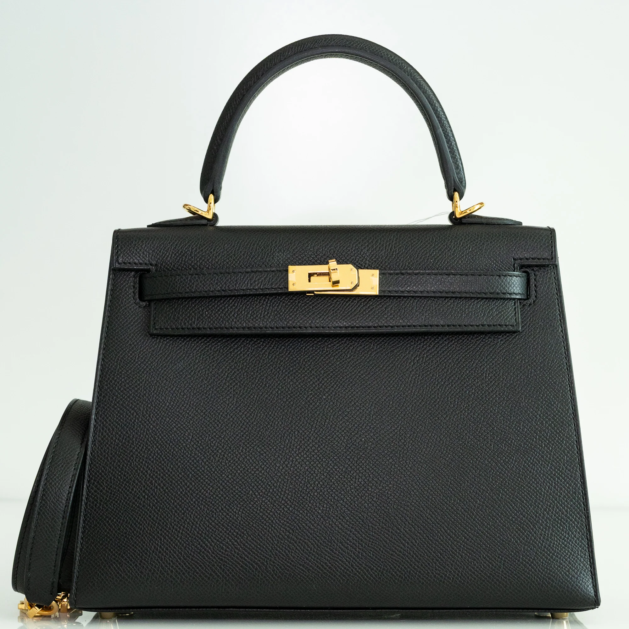 Hermès Kelly 25 Sellier Noir Epsom Gold Hardware