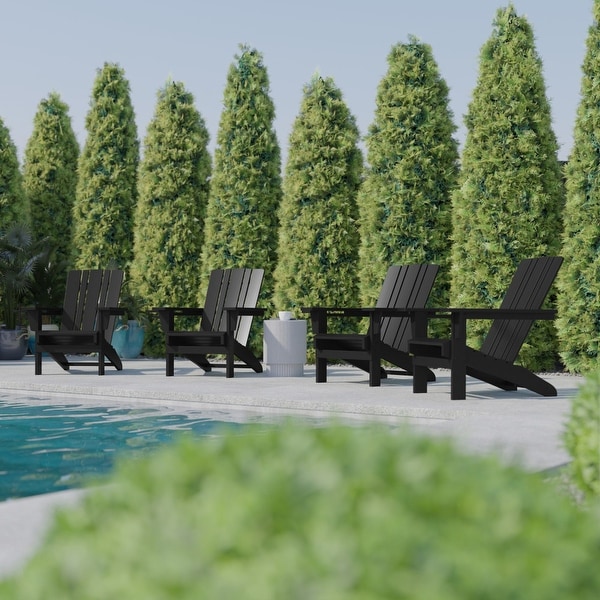 Set of 4 Commercial AllWeather Adirondack Chairs with Cupholders