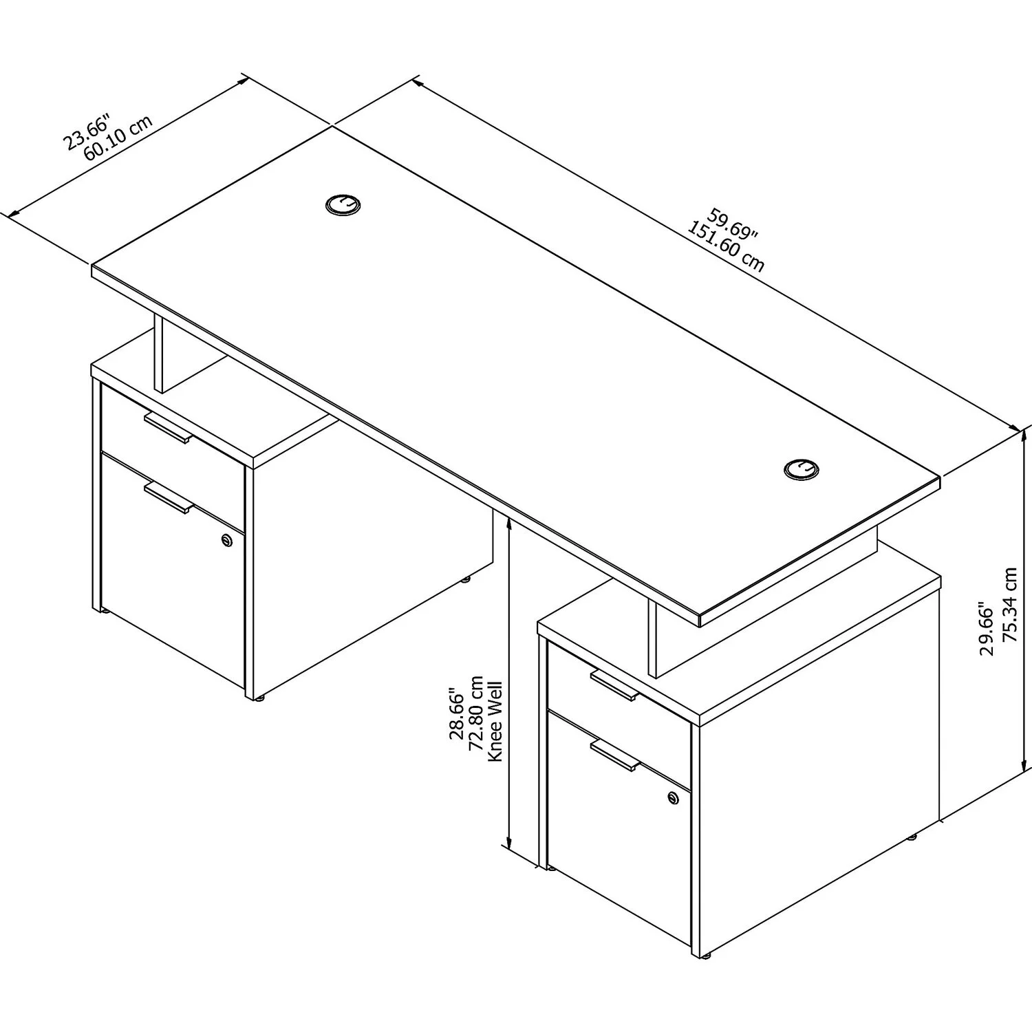 Bush Business Furniture Jamestown 60W Desk with 4 Drawers