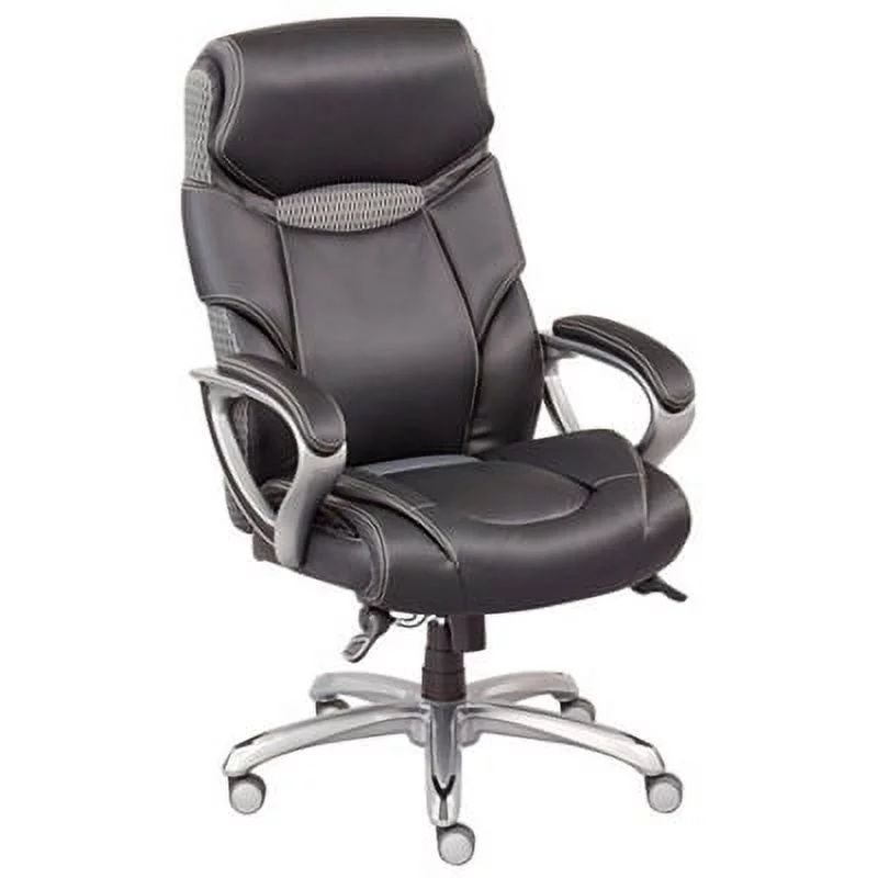 Octave Big and Tall High Back Chair with Breathable Memory Foam Seat Black Faux Leather/Gray Mesh Fabric Accents/Cosmic Gray Frame