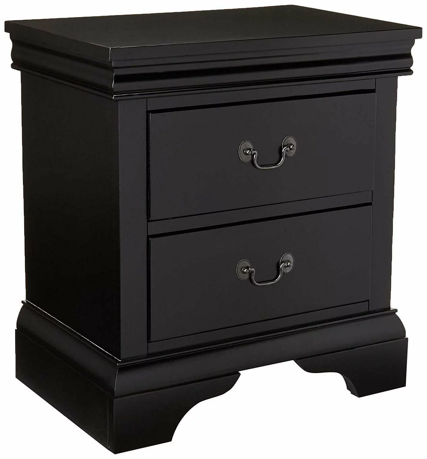 Gorgeous Black 3pc Beautiful Louis Philippe Style California King Size Sleigh Bed 2x Nightstand Set Wooden Bedroom Furniture