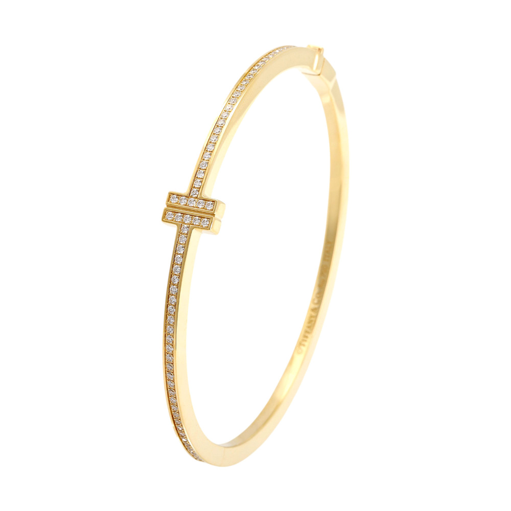 Tiffany & Co. Tiffany T Diamond Hinge Wire Bracelet 18K Yellow Gold 62272945