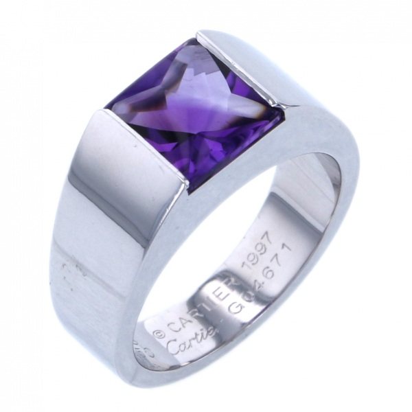 Cartier Tank Ring K18WG White Gold Ring Amethyst