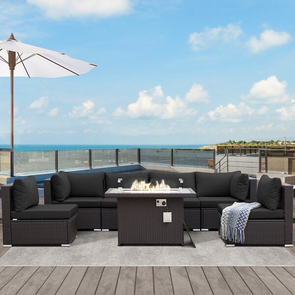Nicesoul Outdoor Wicker Patio Furniture Conversation Sectional Sofa Set