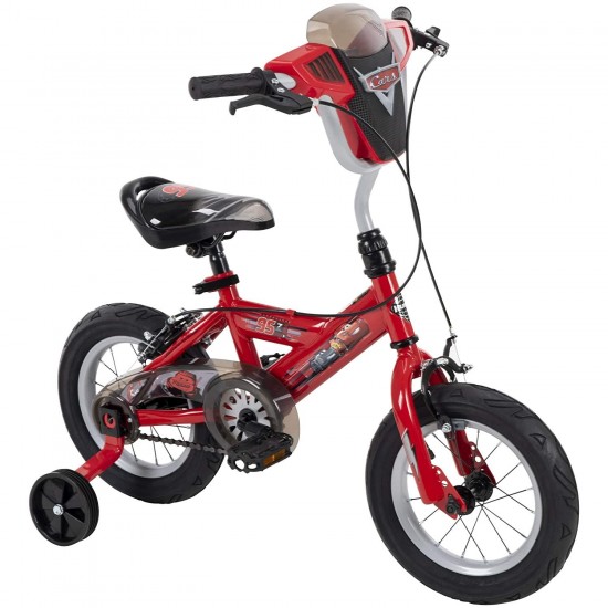 Cars Kid Bike Quick Connect Assembly, Handlebar Plaque w/Sounds & Training Wheels, 12″