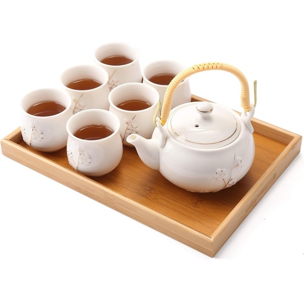Unique Chinese Tea Set for 6,Kiln Altered Glaze Porcelain,White