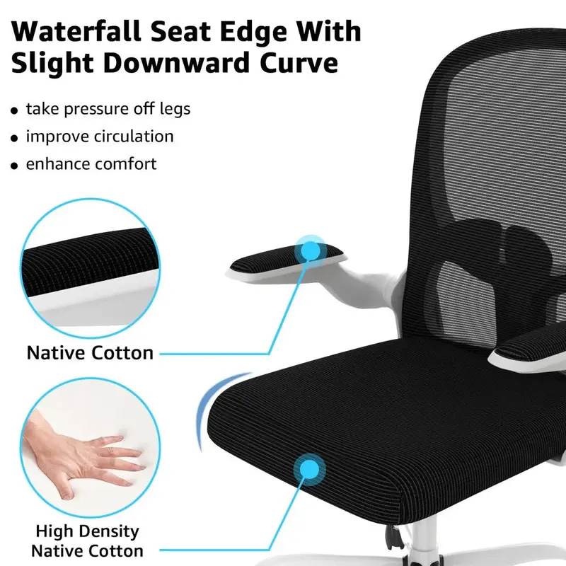 Silybon Adjustable Home Office Chair – Flip-Up Armrests, Breathable Mesh Back, Height-Adjustable Seat