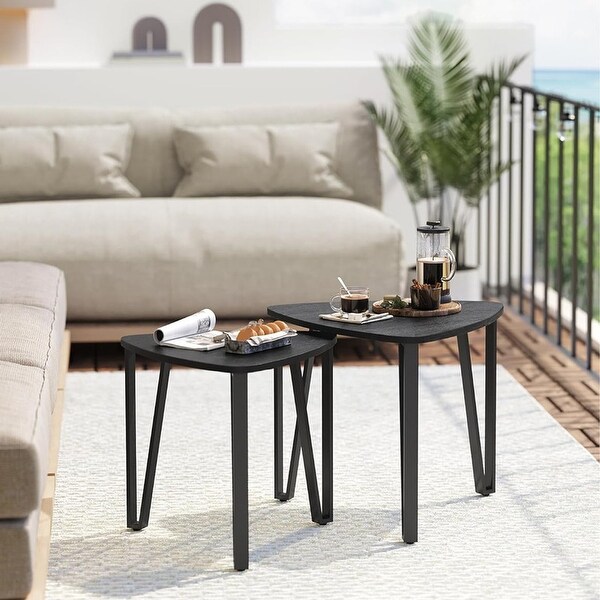 Stacking Side Coffee Tables,Charcoal Gray and Black End Tables