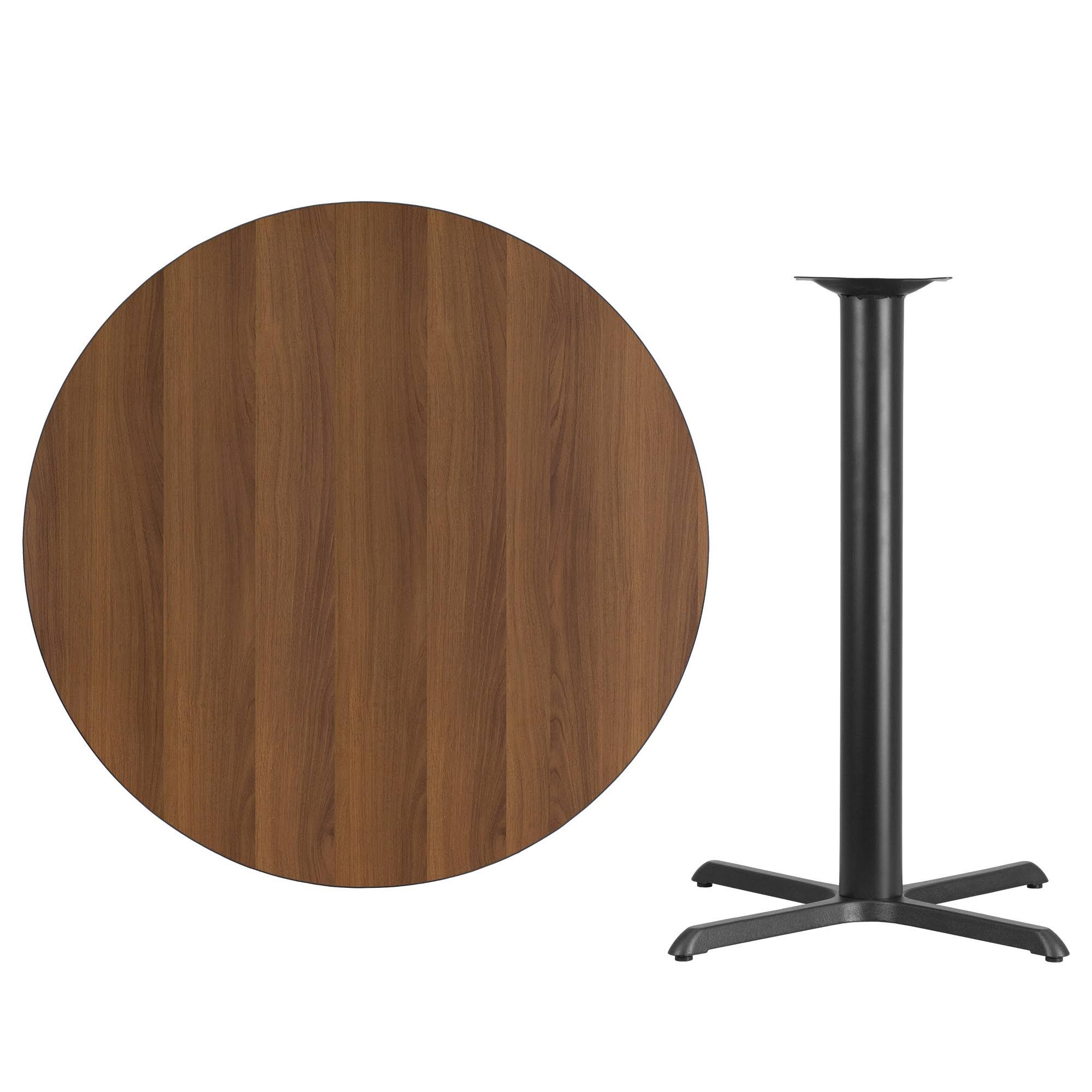 Flash Furniture 42&& Round Walnut Laminate Table Top with 33&& x 33&& Bar Height Table Base