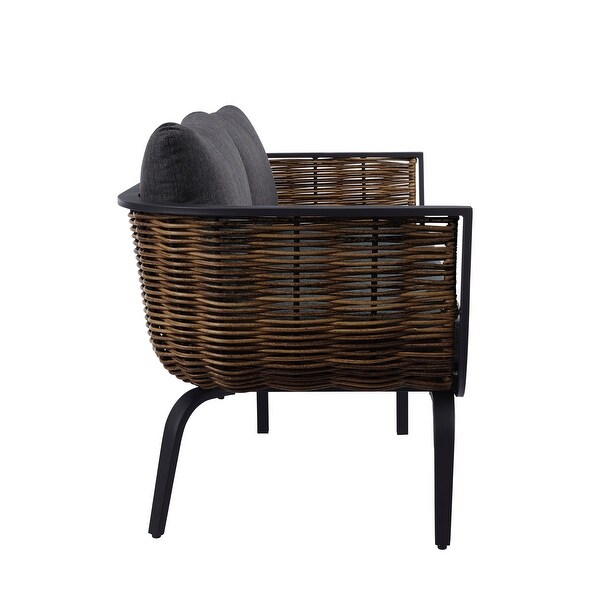 Renton Black Wicker Loveseat