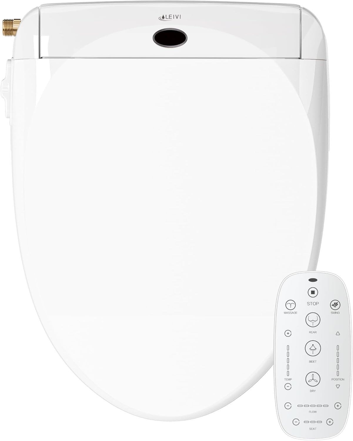 Round Electric Bidet Toilet Seat with Wireless Remote & Side Control, Warm Water & Dryer