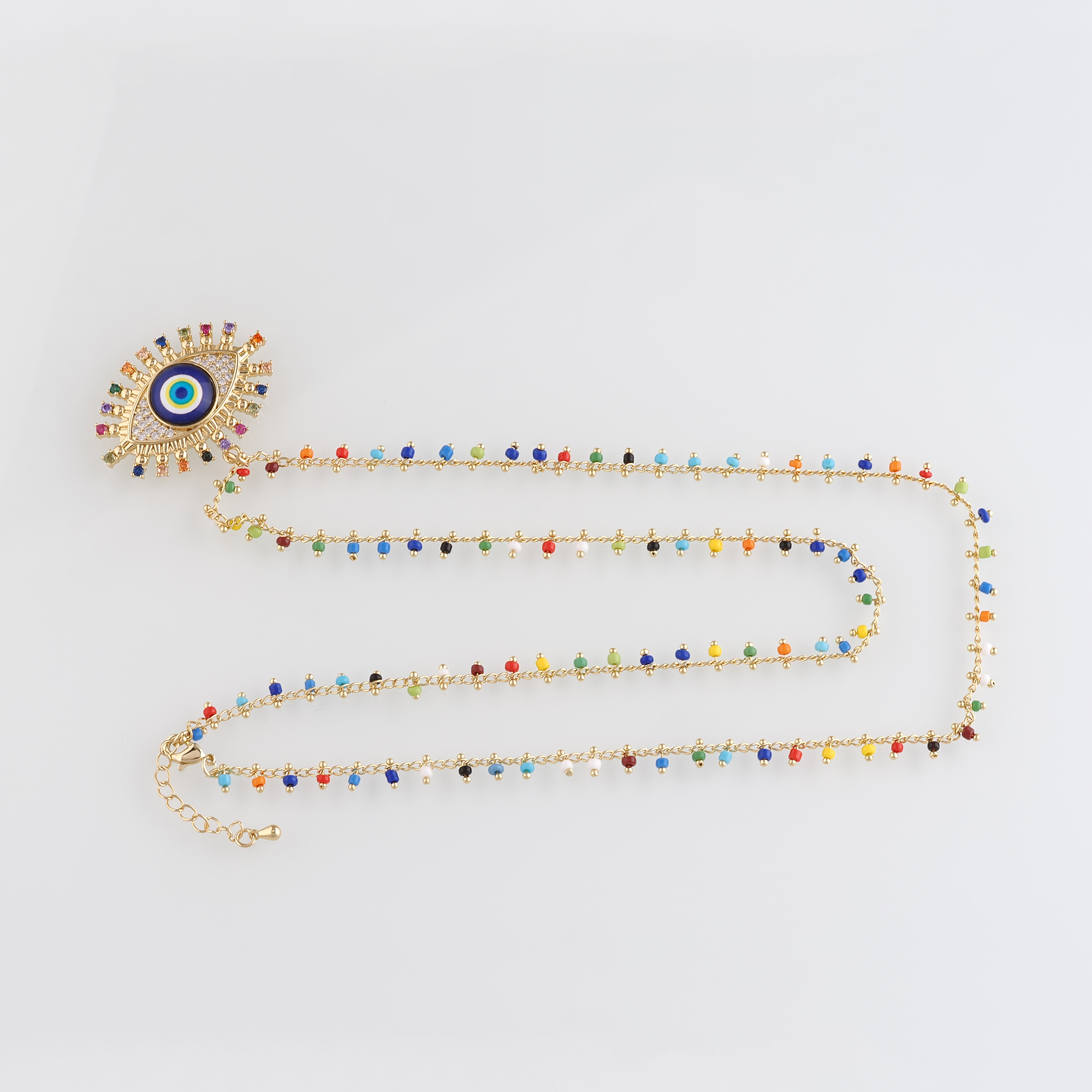 18K Gold Filled Evil Eye Necklace,Beaded Necklace,Minimalist Necklace,Adjustable Necklace