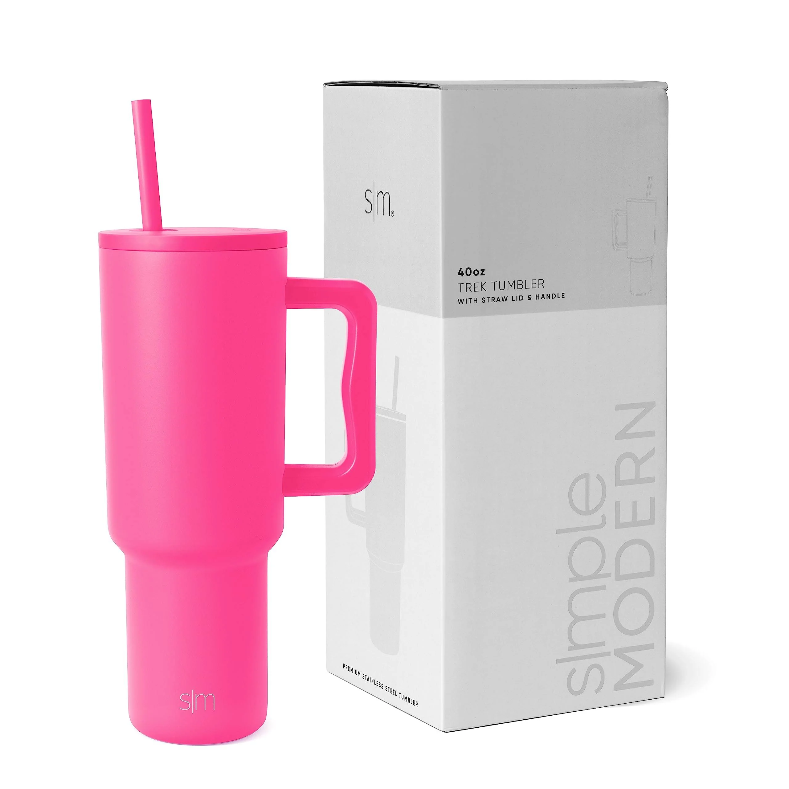 Insulated 40 oz Tumbler with Handle & Straw Lid - Simple Modern Cup