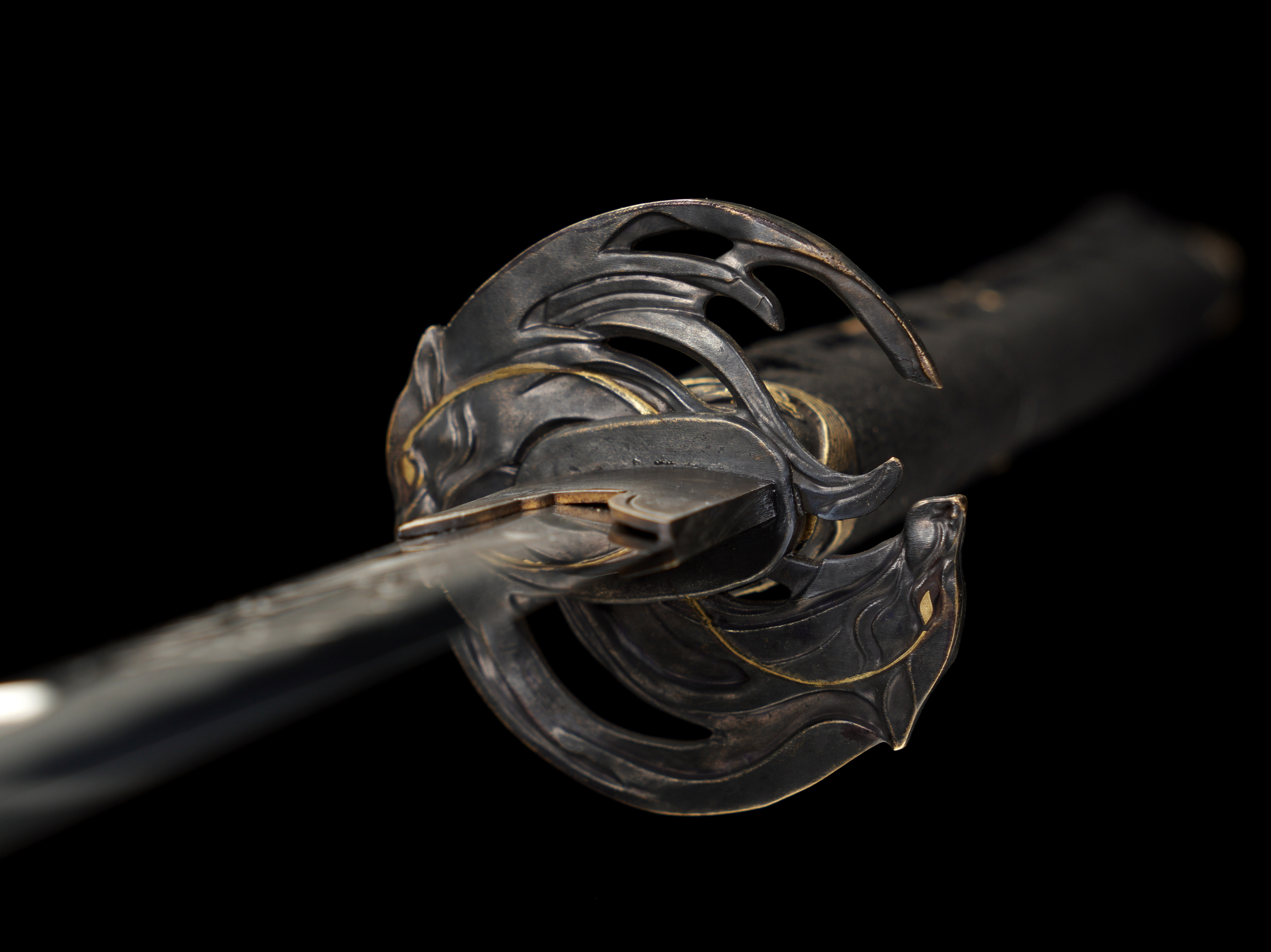 Ghost of Yotei Katana – Manganese Steel, Twin Wolf Tsuba, Full Tang