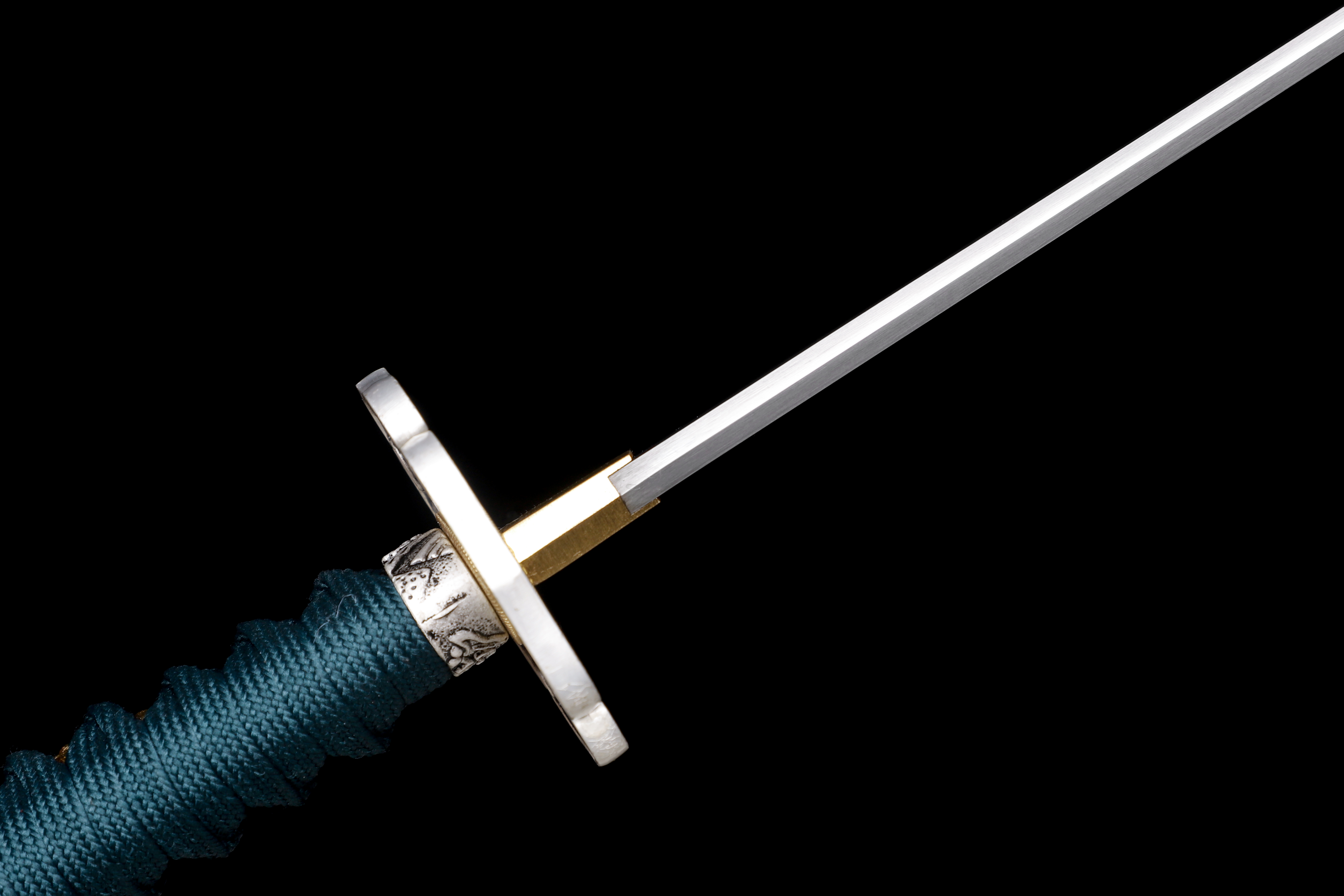 Handmade Katana 9260 Spring Steel Frost Wind Black White Blade Full Tang