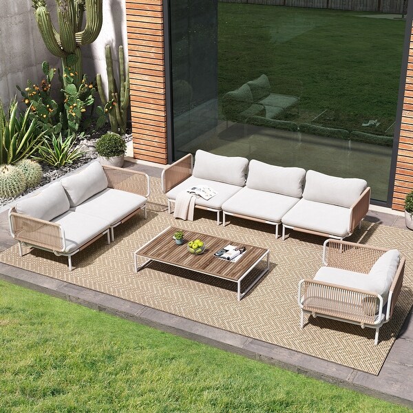 Outdoor Cushioned Sectional Sofa Chat Set Patio Furniture Conversation Set,Free Combination