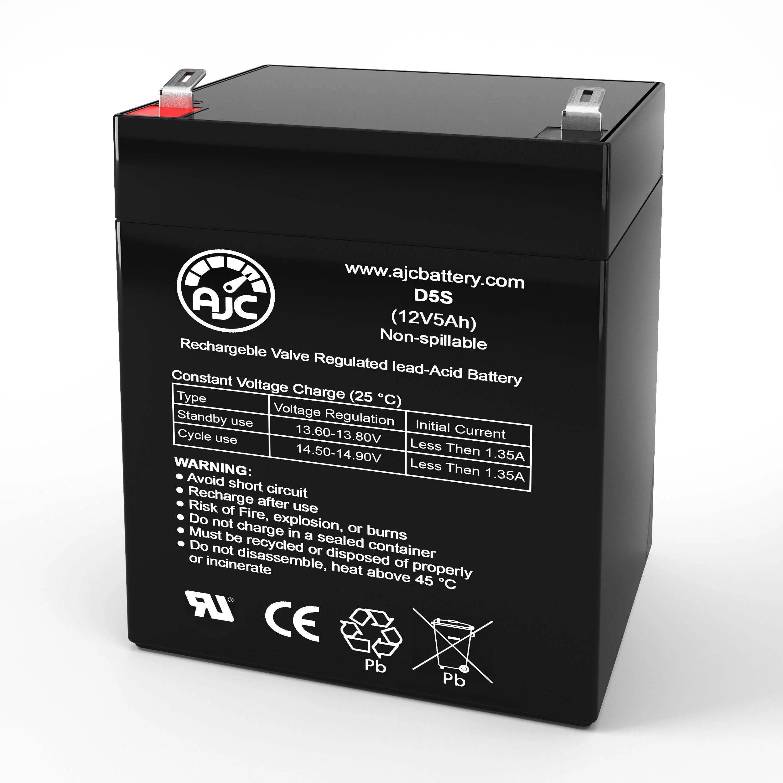Universal Power Group UB1250FR 12V 5Ah Sealed Lead Acid Battery - This Is an AJC Brand Replacement