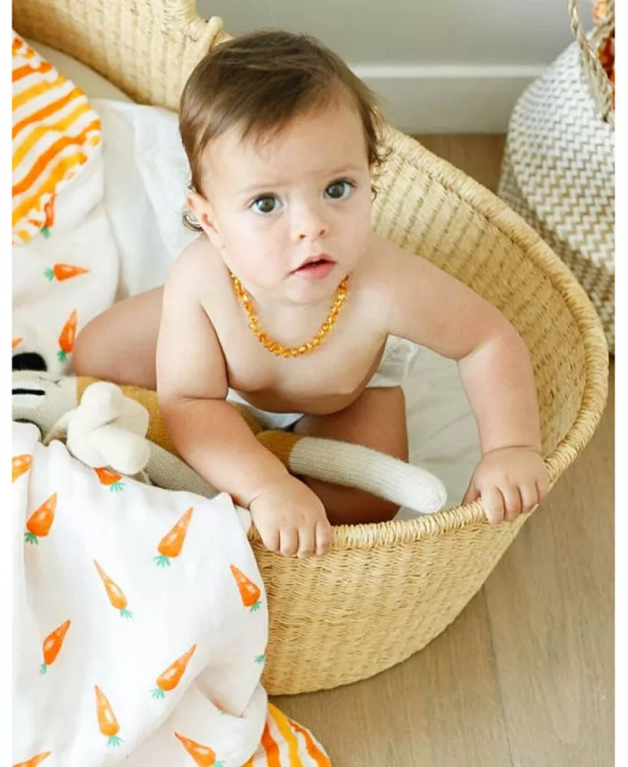 Malabar Baby Certified Organic Muslin Four-Layer Reversible All Season Snug Blanket, Carrot