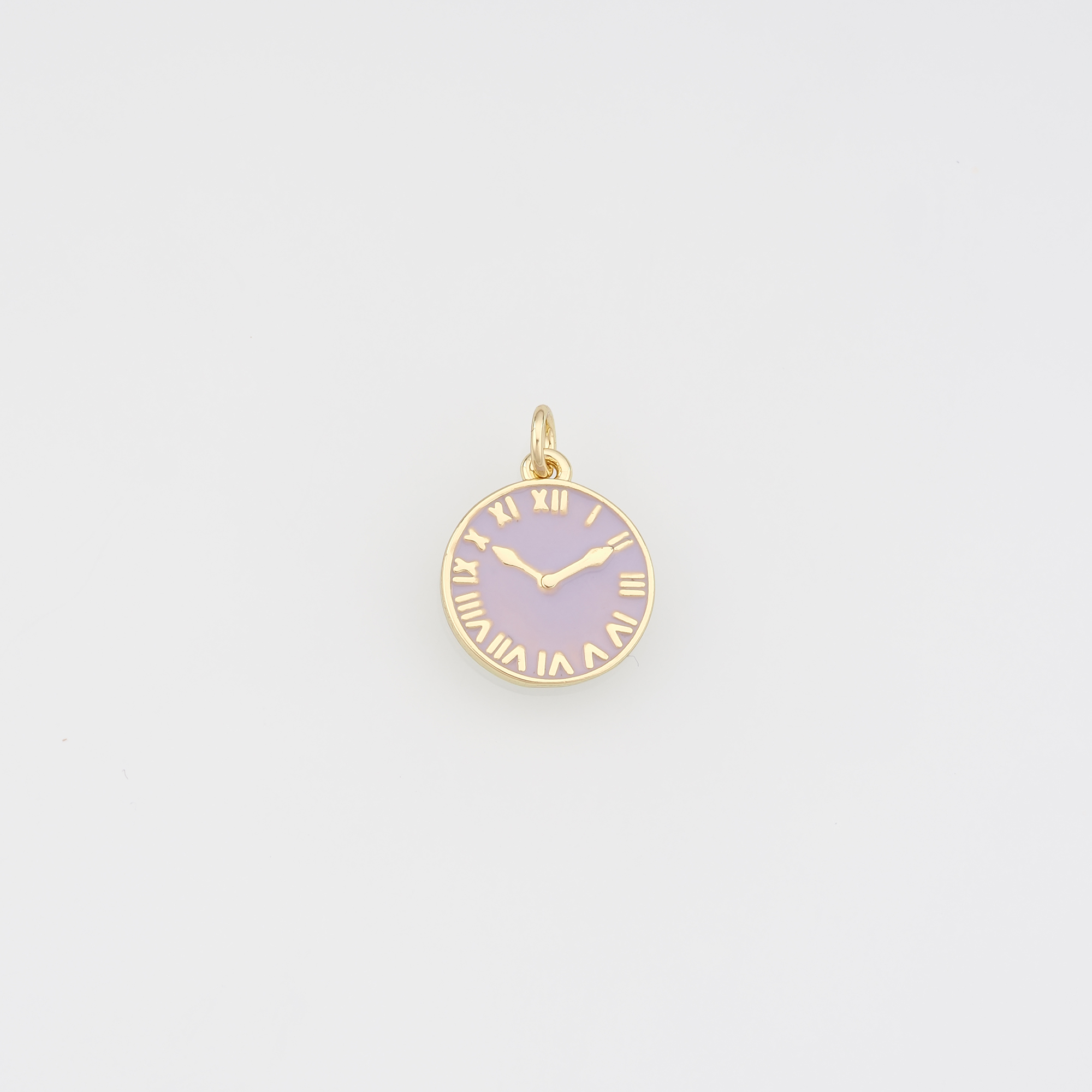 18K Gold Filled Clock Pendant,Enamel Clock Charm Earrings Necklace for DIY Jewelry Making Supply
