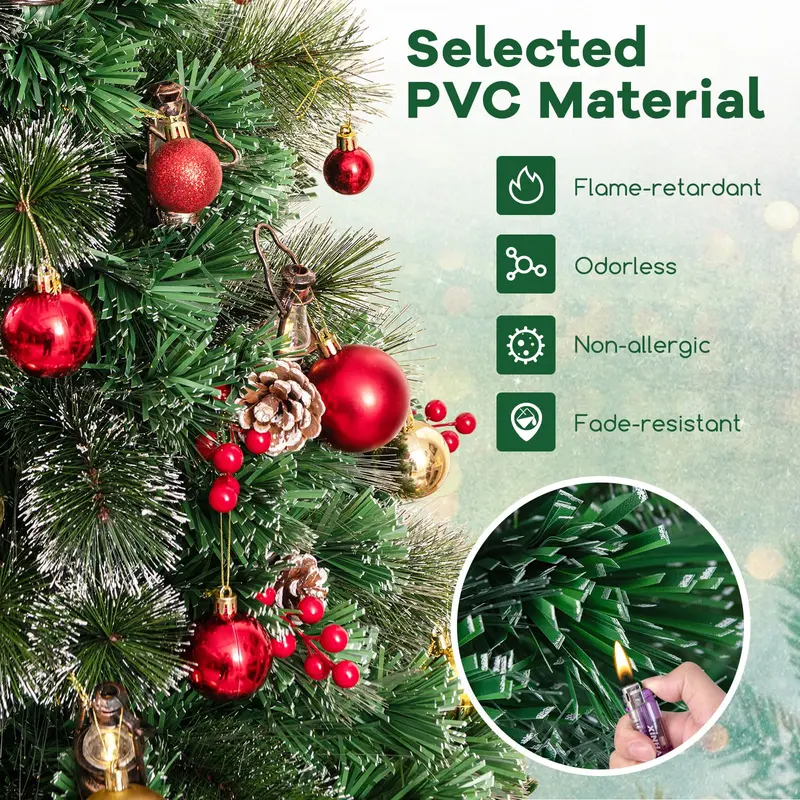 Pre-Lit Fiber Optic Christmas Tree – Snow-Dusted Artificial Tree with Warm White LED Lights