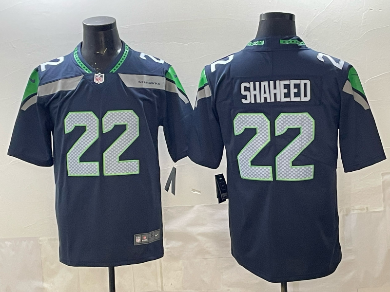 Men's Seattle Seahawks Rashid Shaheed #22 Navy Team Game Jersey