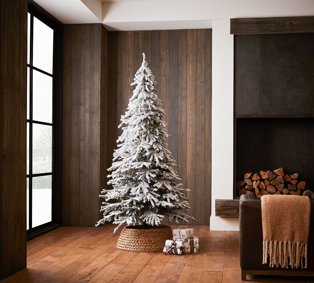 Lit Flocked Snow Pine Faux Christmas Tree  sgtnighsdesigns