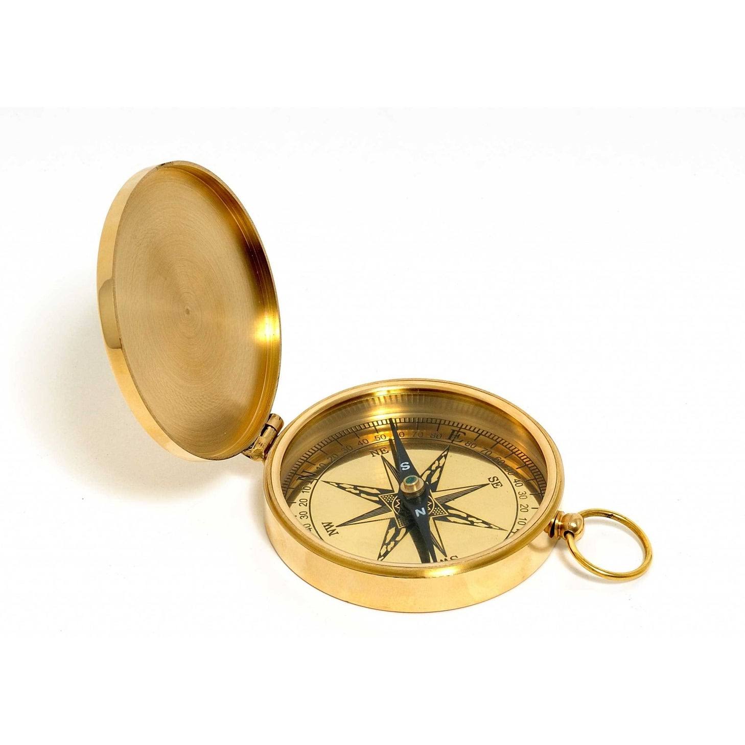 Shiny Brass Marine Compass with Lid - 3x22 x 4x22 - Multiple Colors