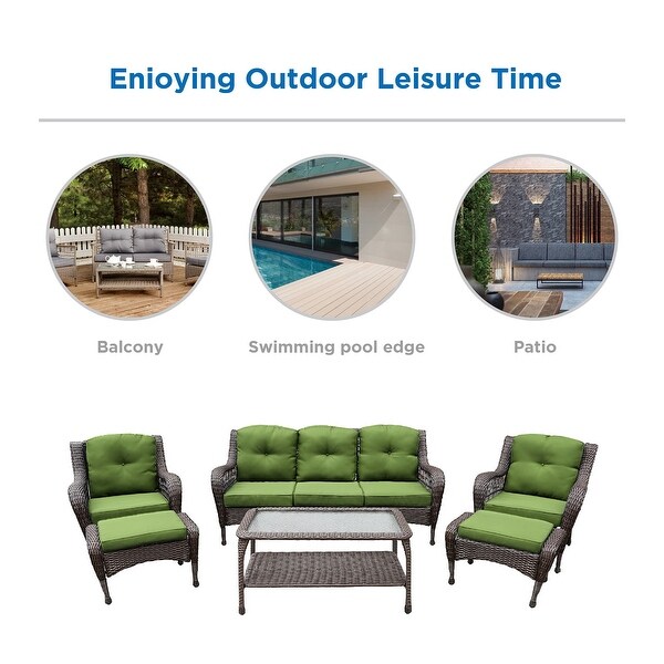 6piece Resin Wicker Patio Furniture Conversation Set with High Back
