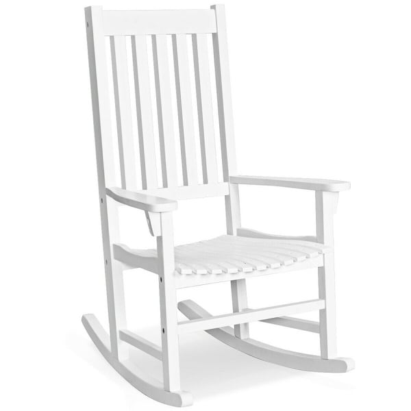 AllWeather High Back Wooden Rocking Chair for Indoor and Outdoor Use