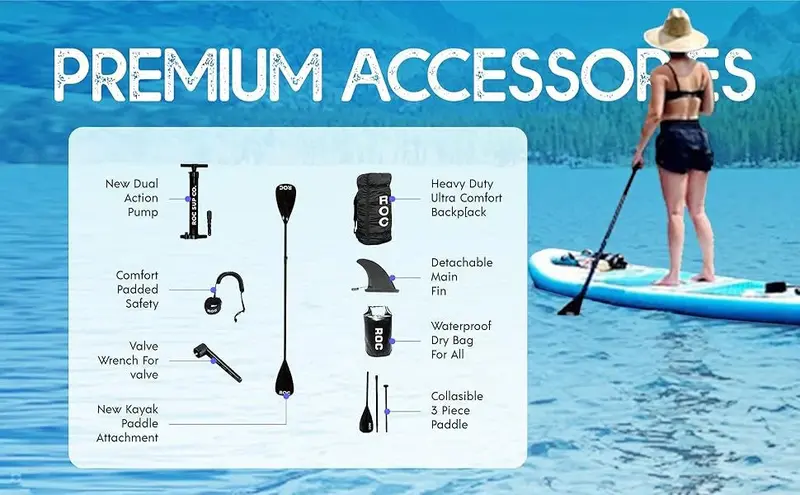 Roc 10’6″ Inflatable Stand-Up Paddle Board – Premium All-in-One SUP Package