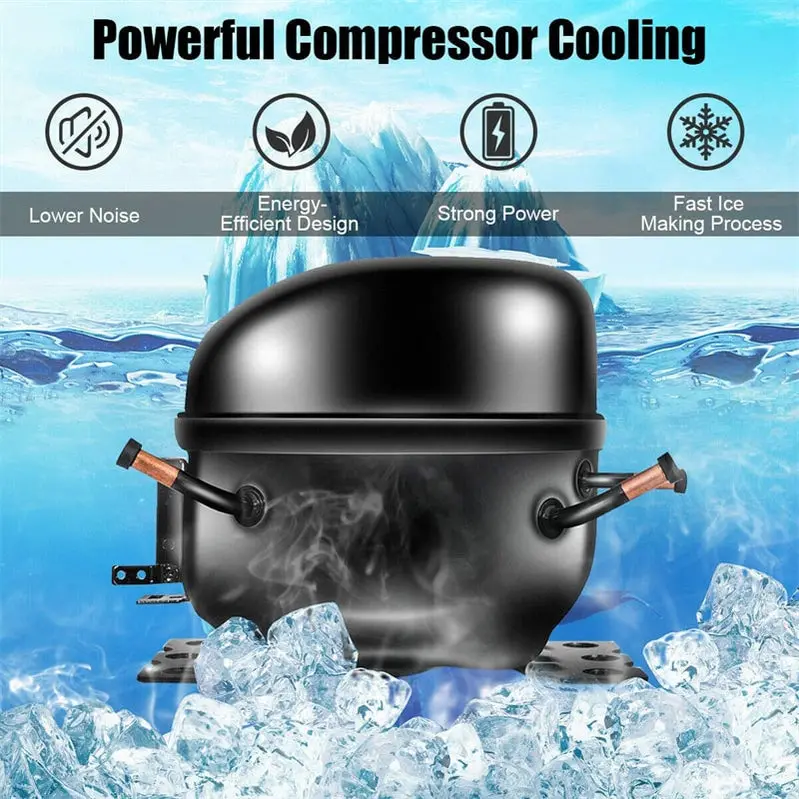 Stainless Steel Countertop Ice Maker – 48LB/24H Output, LCD Display, Self-Cleaning Function & Ice Scoop Basket