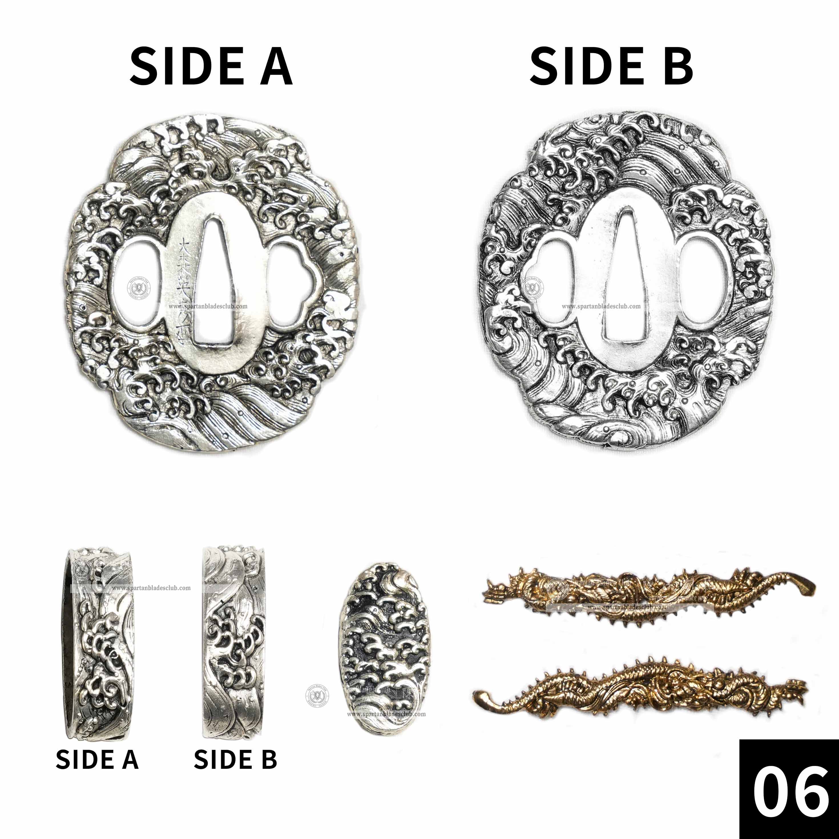 Custom Your Katana | Waves | Complete Set Fittings (Brass Gilded) | Spartan Blades Club | CHEN'S SWORDS 1892 - Spartan Blades Club - 陳氏劍莊1892