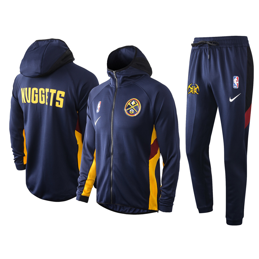 Men's Denver Nuggets Navy 2019/20 Showtime Full-Zip Therma Flex Performance Hoodie