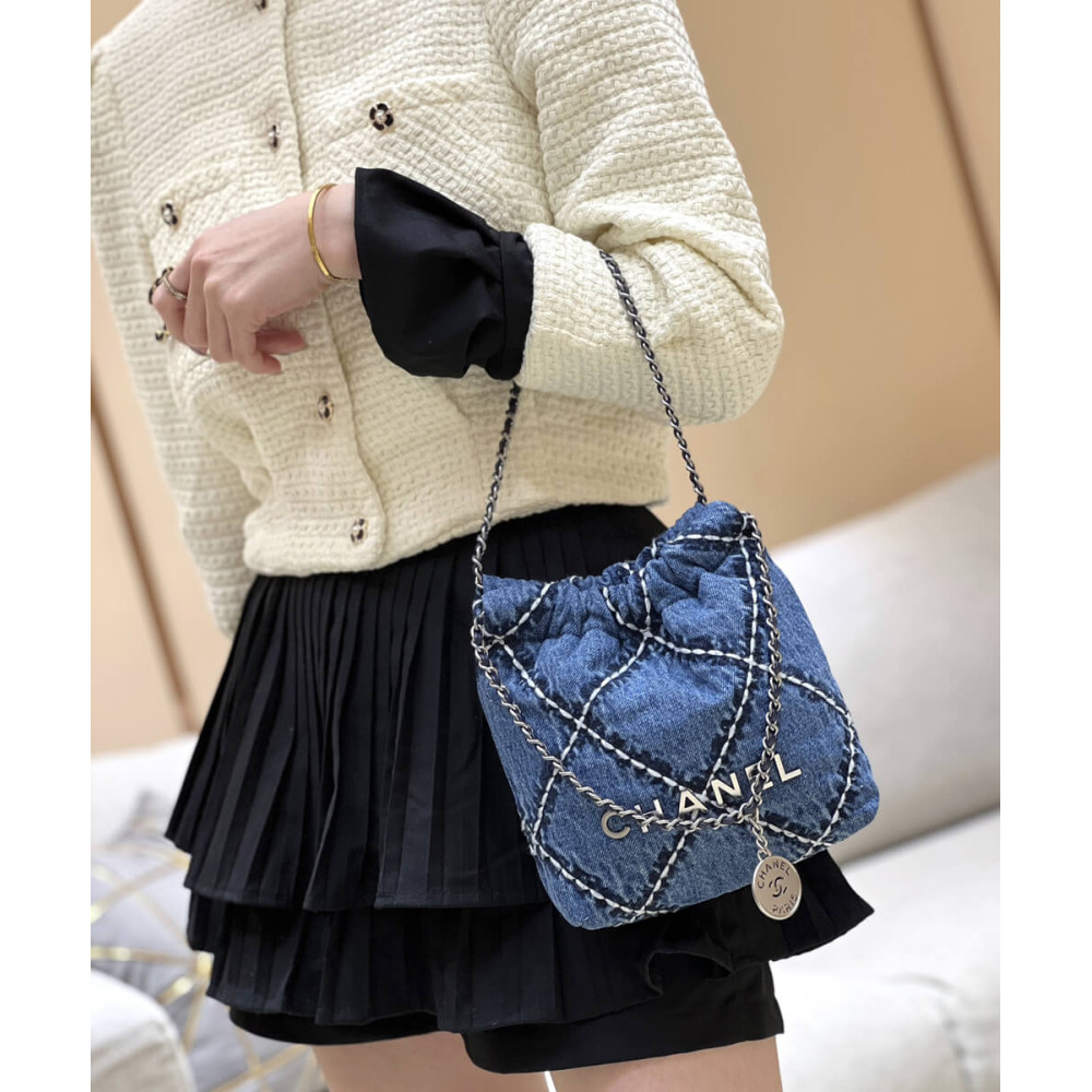 Chanel 22 Mini Handbag in Stitched Denim