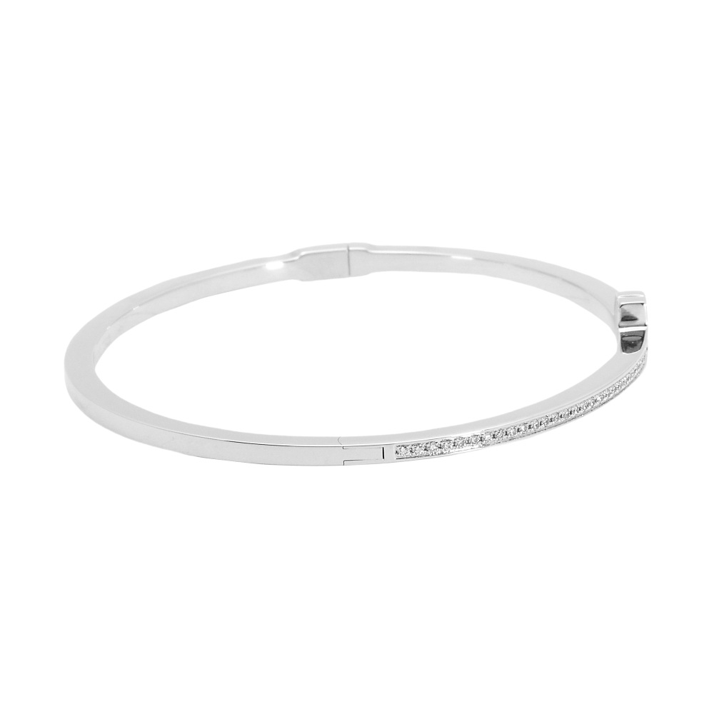 Tiffany & Co. Tiffany T Diamond Hinge Wire Bangle T-two Mm Bracelet 18K White Gold 62273100
