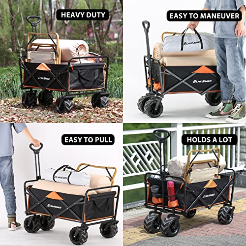 EchoSmile Heavy Duty 350 Lbs Capacity Collapsible Wagon with Big Wheels