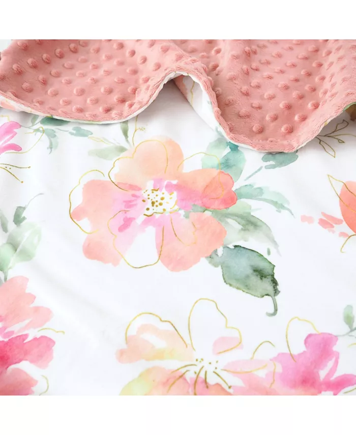 Honey Lemonade Premium Baby and Toddler Minky Blanket - Pink and Gold Floral