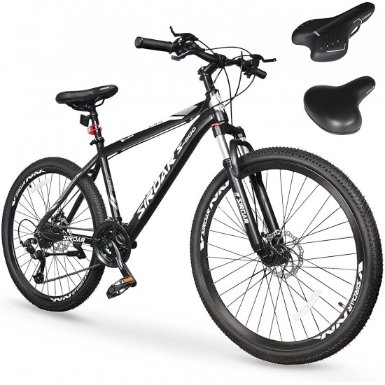 S-900 27 Speed 27.5 inch Mountain Bike Aluminum Alloy and High Carbon Steel with 2 Replaceable Seat, Full Suspension Disc Brake Outdoor Bikes for Men Women