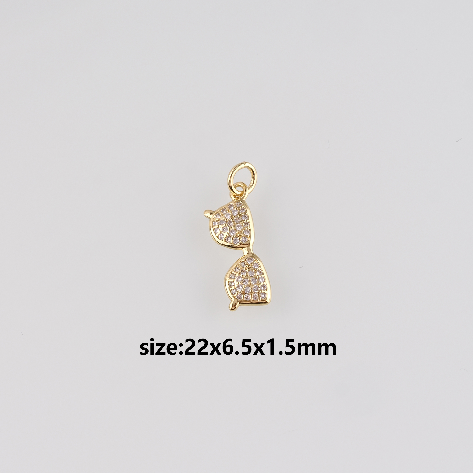 18K Gold Filled Glasses Pendant,CZ Micro Pave Sunglasses Charm Earrings Necklace for DIY Jewelry Making Supply