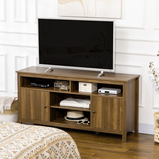 Homcom 65 Inch Tv Stand With Storage Media Cabinet Tv Entertainment Center With Wooden Shelves And Doors For Living Room Furniture