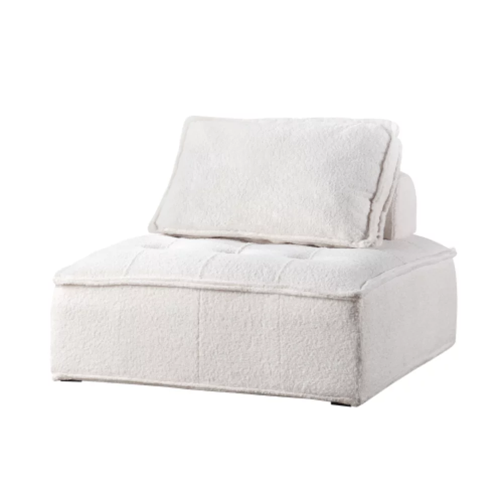 Upholstered Seating Armless Accent Chair 41.3*41.3*32.8 Inch Oversized Leisure Sofa Lounge Chair Lazy Sofa Barrel Chair for Living Room Corner Bedroom Office, Lambskin Sherpa, White